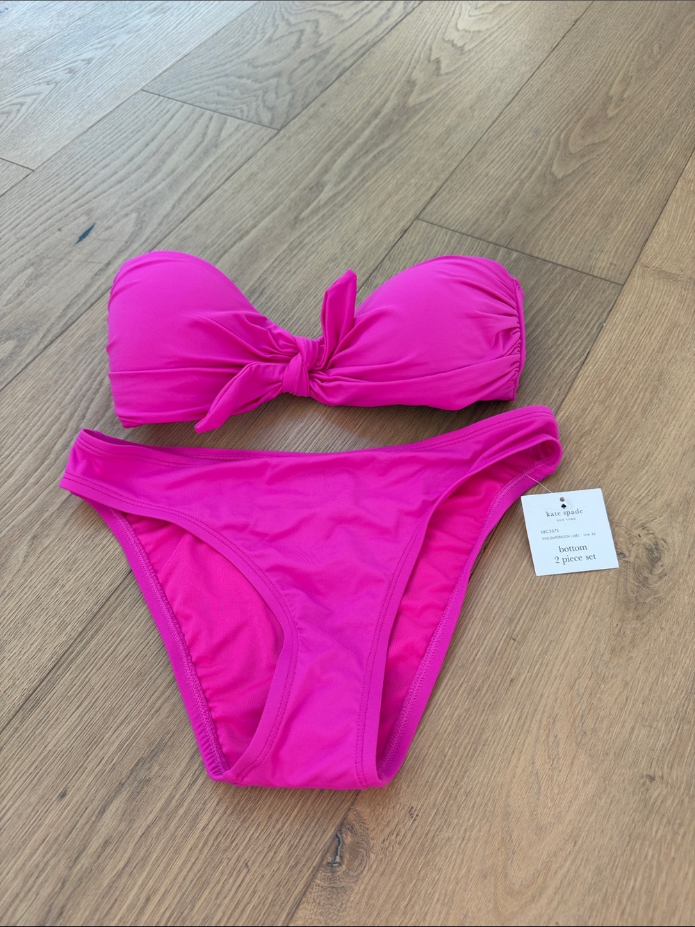 NWT Kate Spade Pink Bandeau Bikini 2 Piece Swimsuit Set